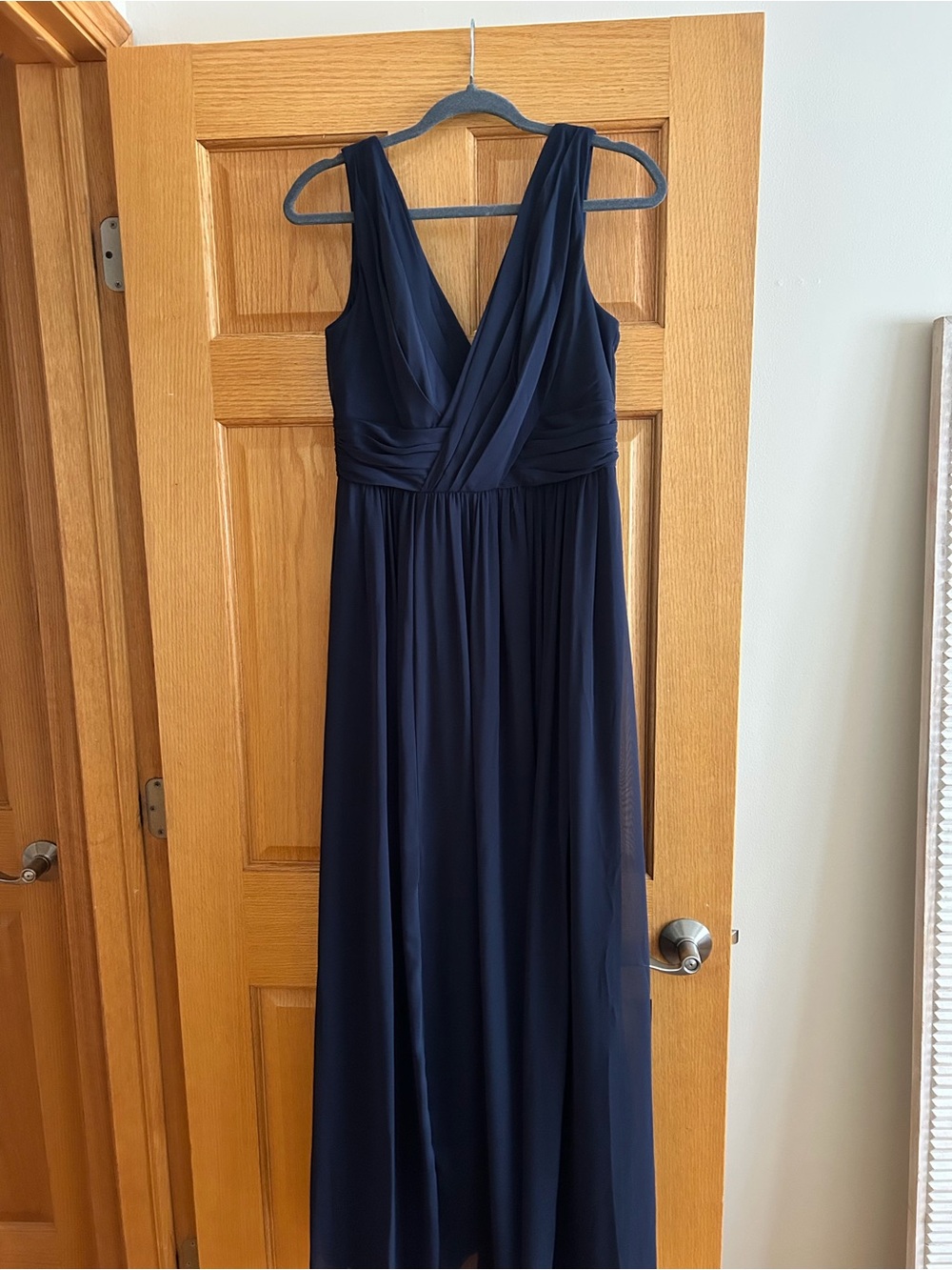 Dessy Collection Navy Deep V-Neck Maxi Dress